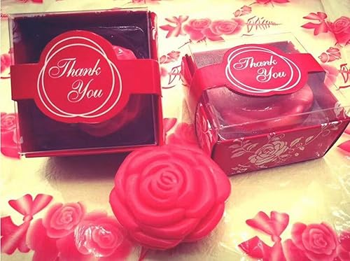 Miniatura 7 de Paquete de 24 recuerdos de jabón de rosas rojas perfumadas hechas a mano, recuerdos de fiesta de boda para invitados, regalos de despedida de