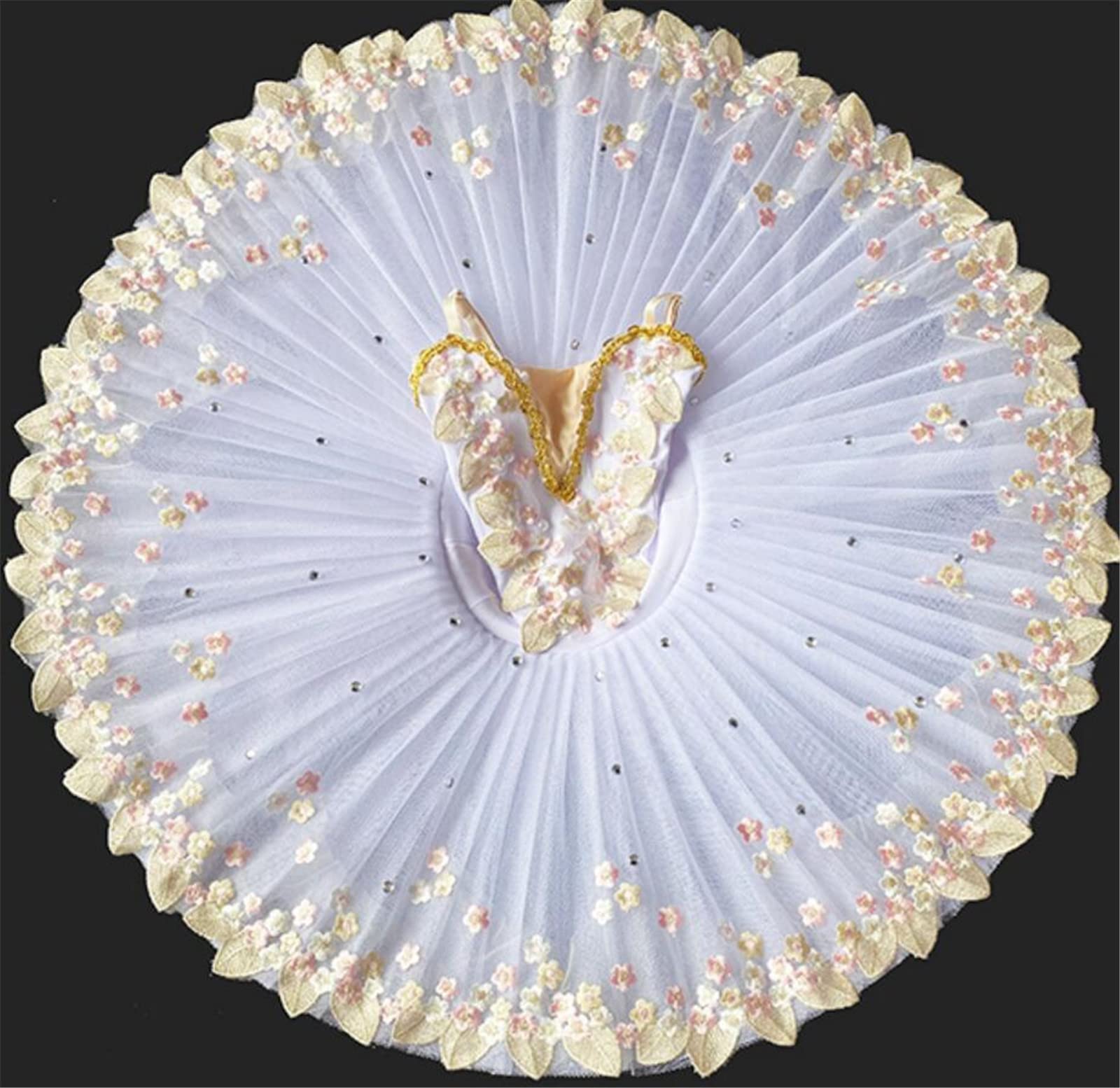 Mädchen Professionelles Ballett Kostüm Ballerina Ballett Tutu Für Mädchen Prinzessin Pfannkuchen Tutu Tanz Ballettkleid,Weiß,160CM