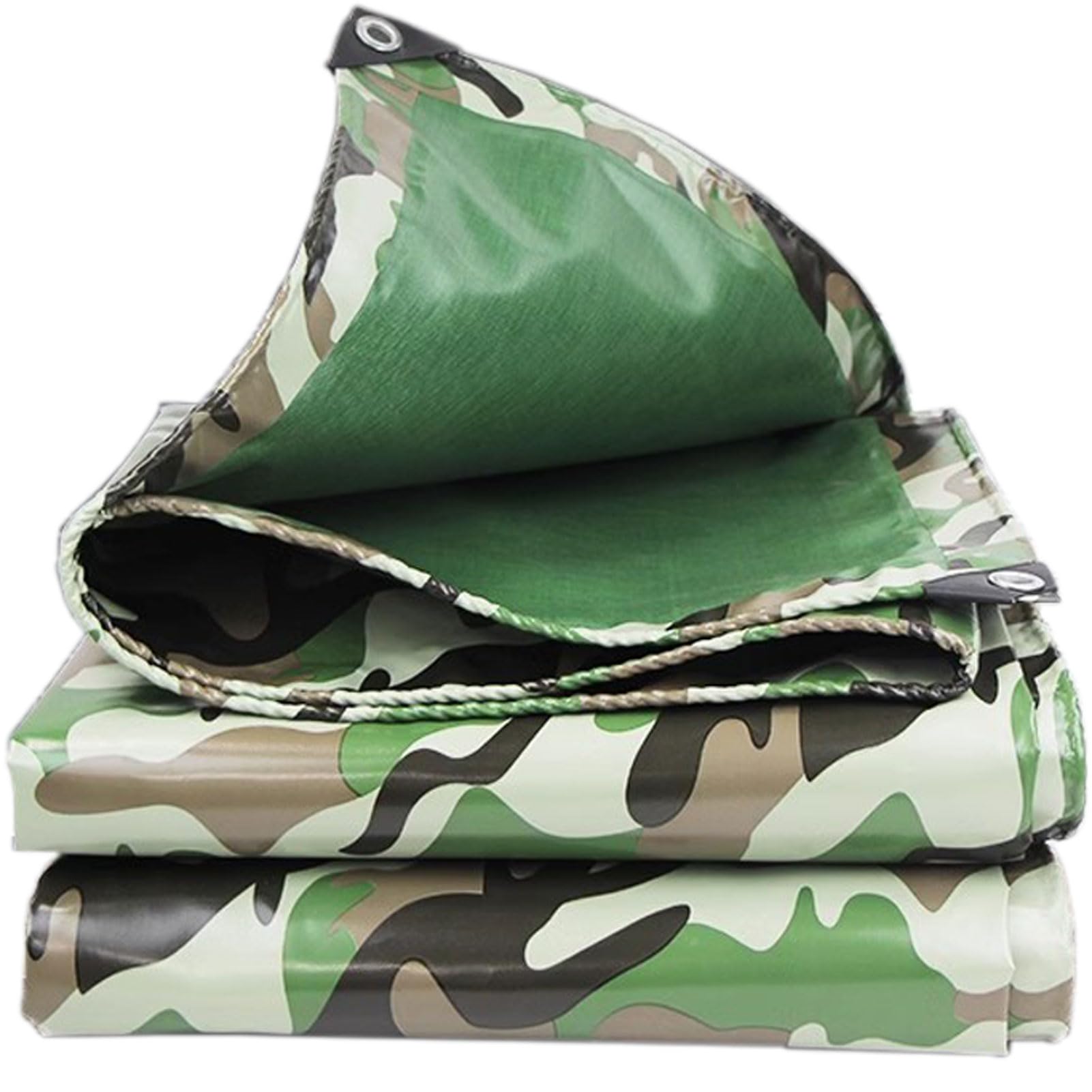 Gewebeplane 16x17m, Camouflage Abdeckplane, Schutzplane, Bootsplane, Wasserdicht Reißfest PVC Wasserdicht Plane mit Ösen, für Camping & Outdoor, Gartenmöbel, Auto