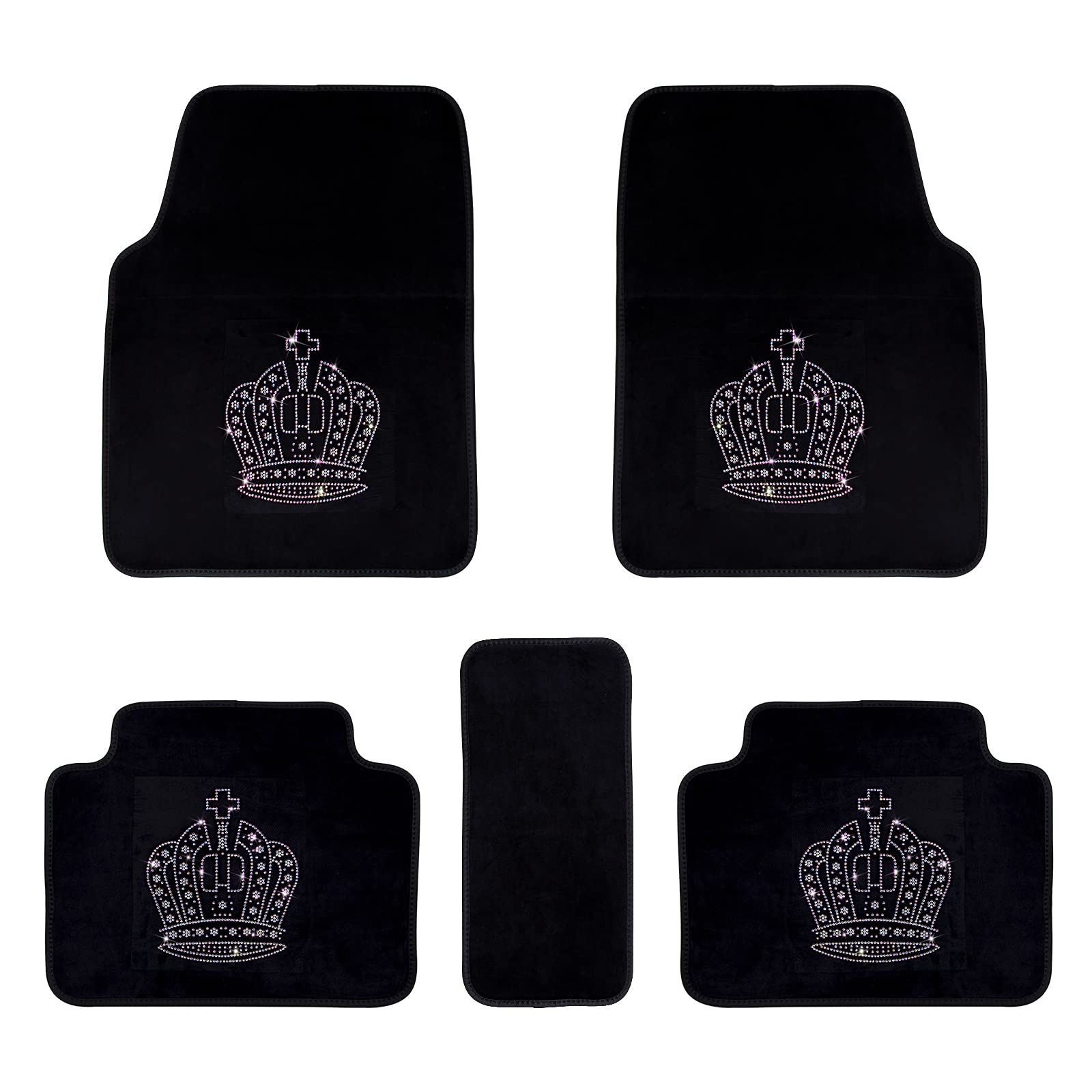 eing Front Rear Floor Mats for Car SUV Van Truck - All Weather Protection Universal Fit Bling Crown