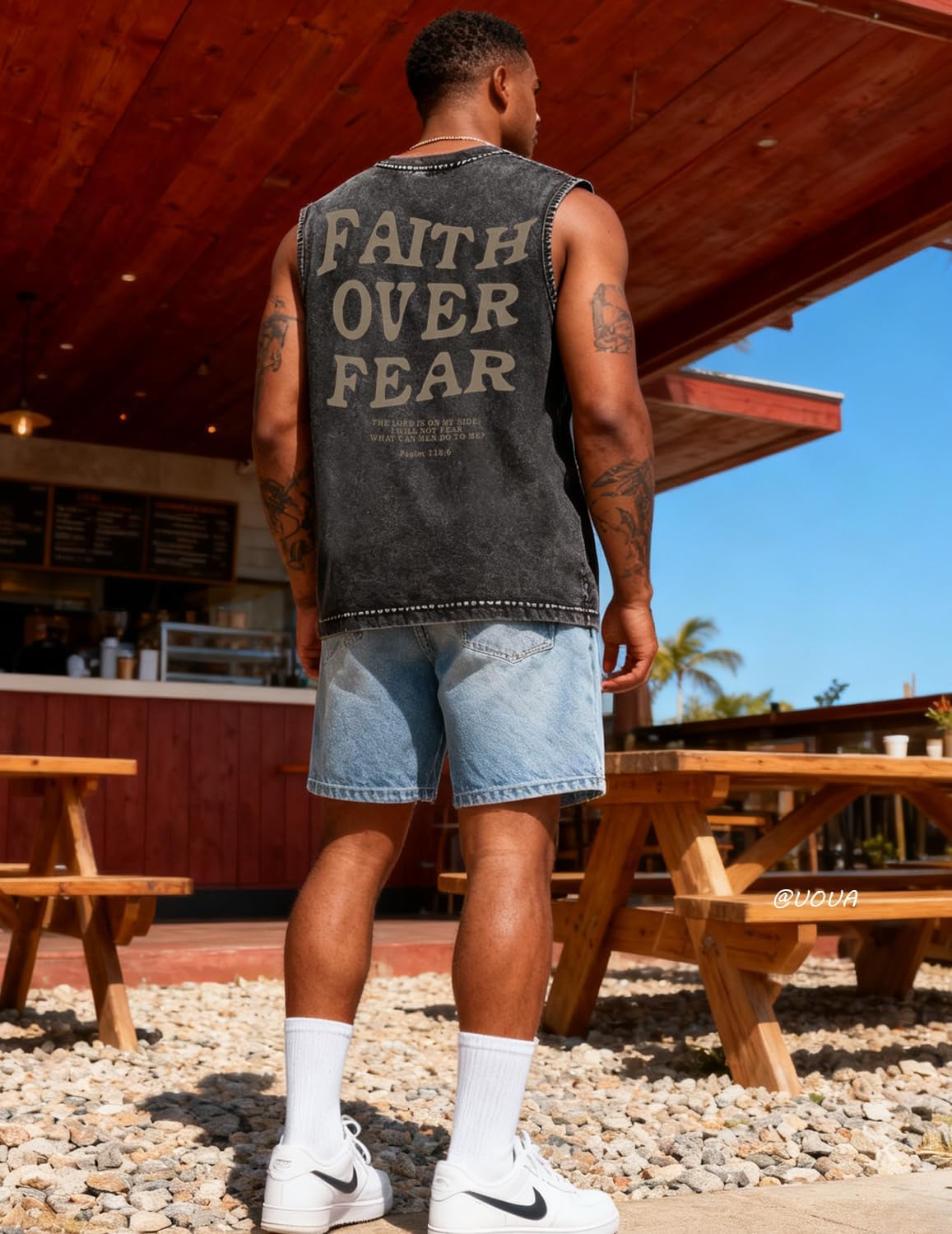 UOUA Men's Graphic Tank Tops Washed Sleeveless Tee Shirts Summer Vintage Cotton Streetwear (S-2XL) - Image 5