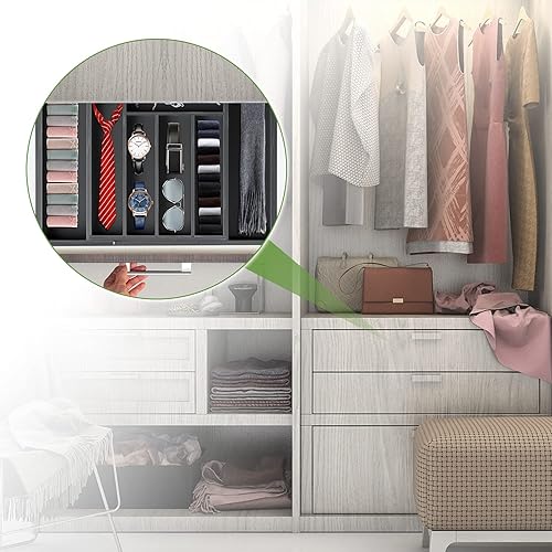 Miniatura 9 de Pipishell - Organizador de cajones expandible de bambú para soporte de utensilios bandeja de cubiertos ajustable organizador de separadores de