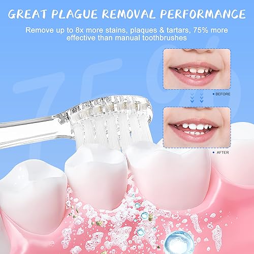 Miniatura 5 de Paquete de 5 cabezales de repuesto para cepillos de dientes eléctricos suaves para bebés y niños, compatibles con SEAGO- 513977EK6, compatibles con