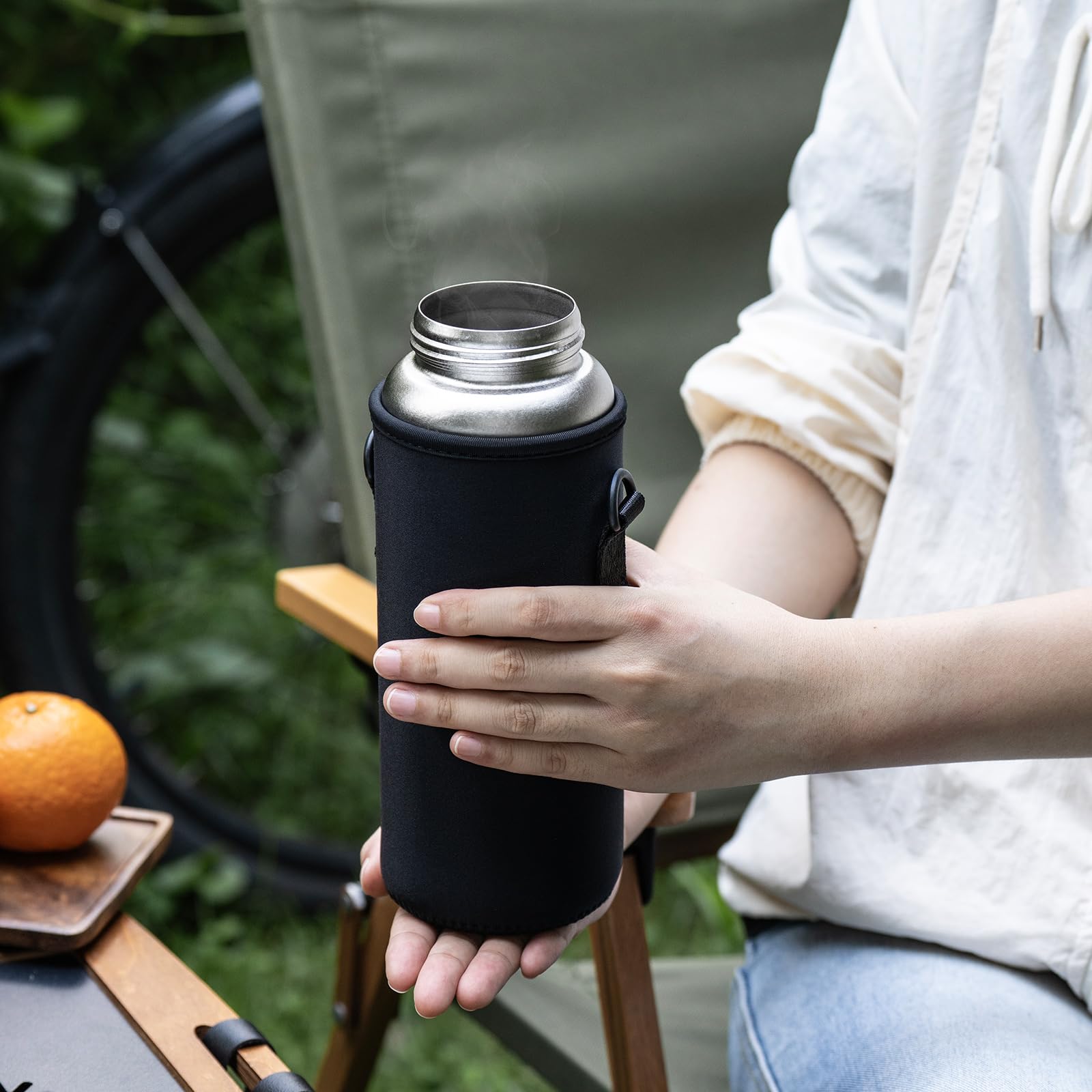 Boundless Voyage Ultraleichte Titan Trinkflasche Kristallisierte+ti lid | Breite Mund Flasche mit Leckage Cap & Aufbewahrungstasche Hydro Flasche für Klettern Rucksack Fitnessstudio Camping Travel