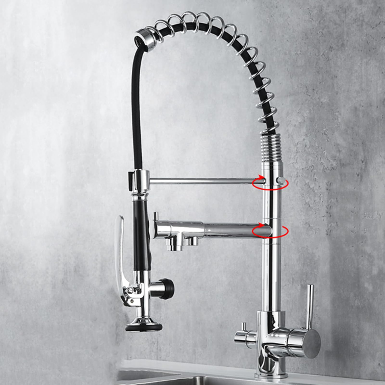 ZYCHSJXA 3 Way Kitchen Tap Flexible Brass 360° Swivel Hot and Cold Purified Water Multifunction Sink