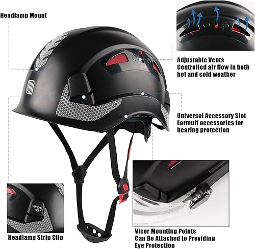 Miniatura 4 de Safety Helmet Hard Hat, ANSI Z89.1 Approved Lightweight Vented Work Helmet, 6-Point Adjustable Ratchet Suspension Hardhat Ideal for Industrial and