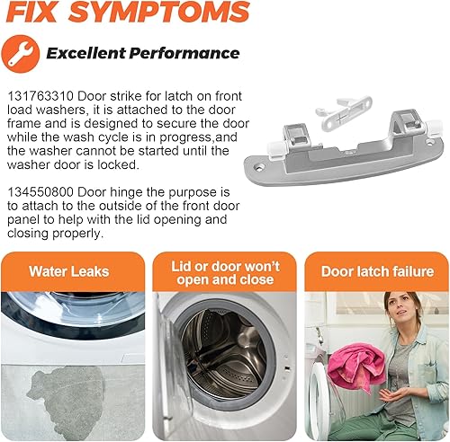 Miniatura 4 de UPGRADE 134550800 Affinity - Bisagra de puerta con bujes y kit de abridor de puerta 131763310 apto para lavadora Frigidaire Kenmore Electrolux