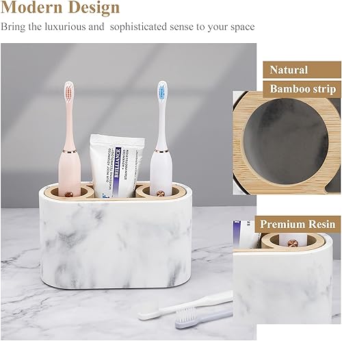 Miniatura 42 de Shinowa Soporte para cepillos de dientes de resina, 5 ranuras higiénico para cepillos de dientes, organizador de almacenamiento para cepillo de F