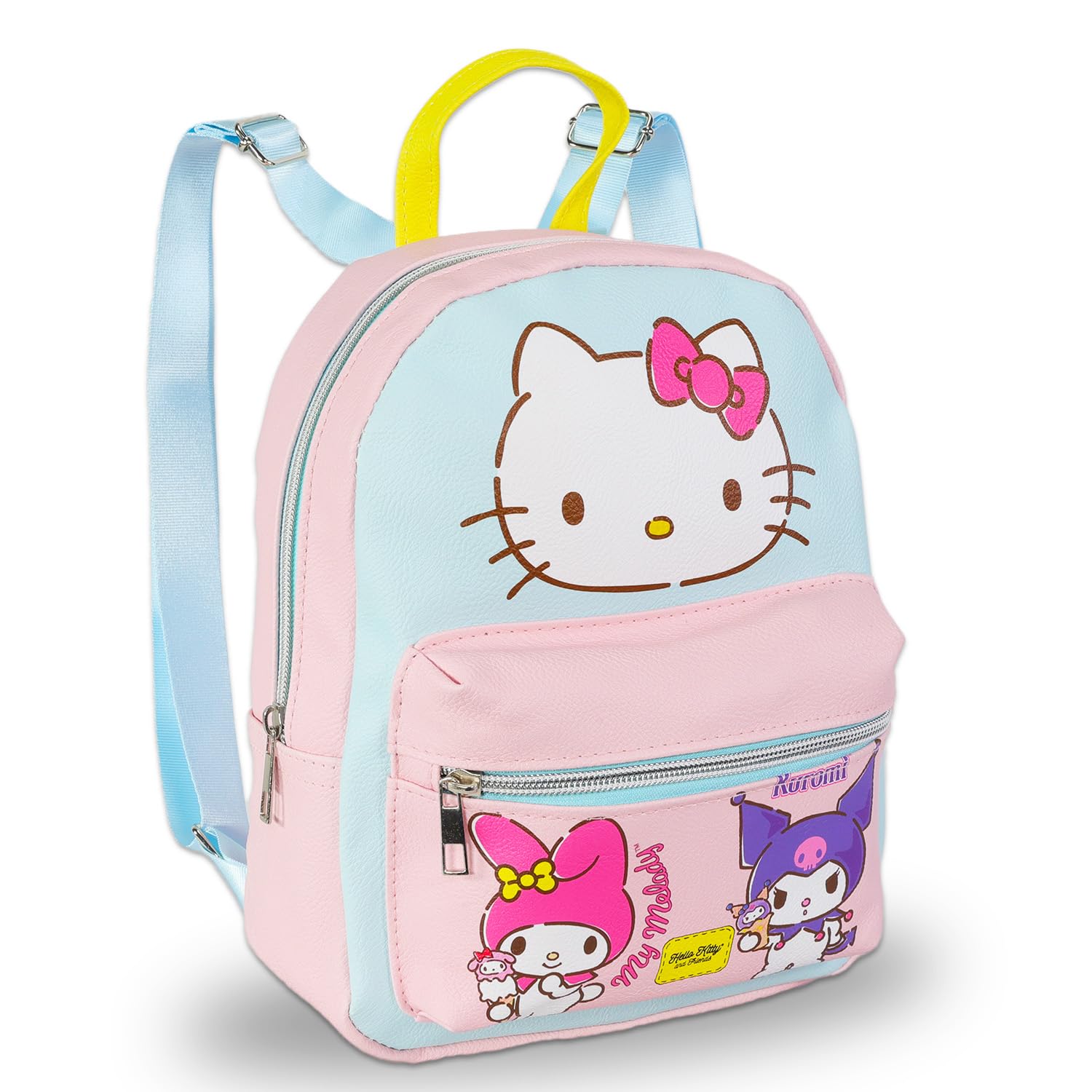 Hello Kitty Mini Backpack Set - 10” Faux Leather My Melody Backpack Purse Plus Bookmark | Kuromi Small Bag Bundle for Women