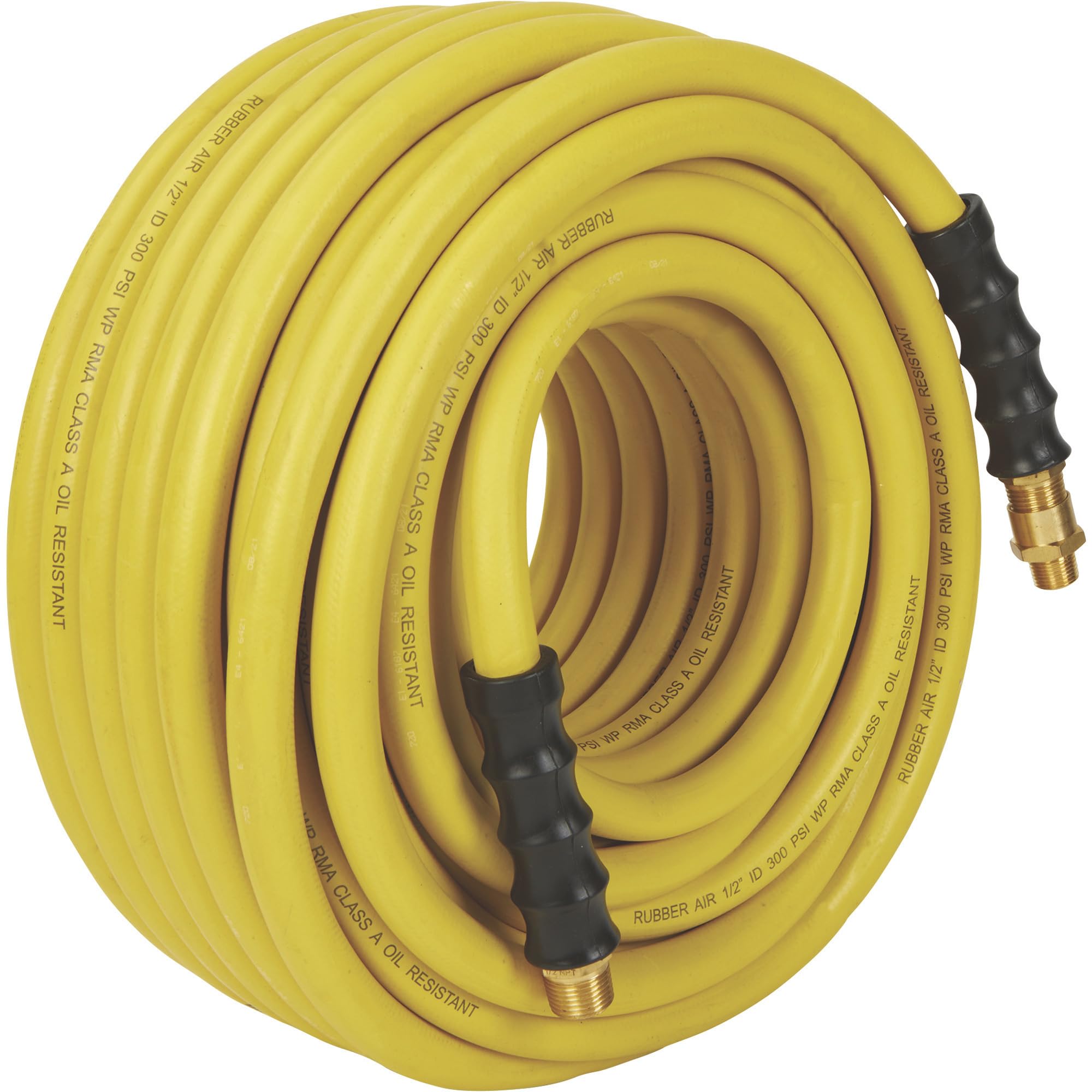Klutch Oil-Resistant Rubber Air Hose, 1/2in. x 50ft., with 1/2in.-3/8in. Reducer, 300 PSI, Model# OS1250-NT
