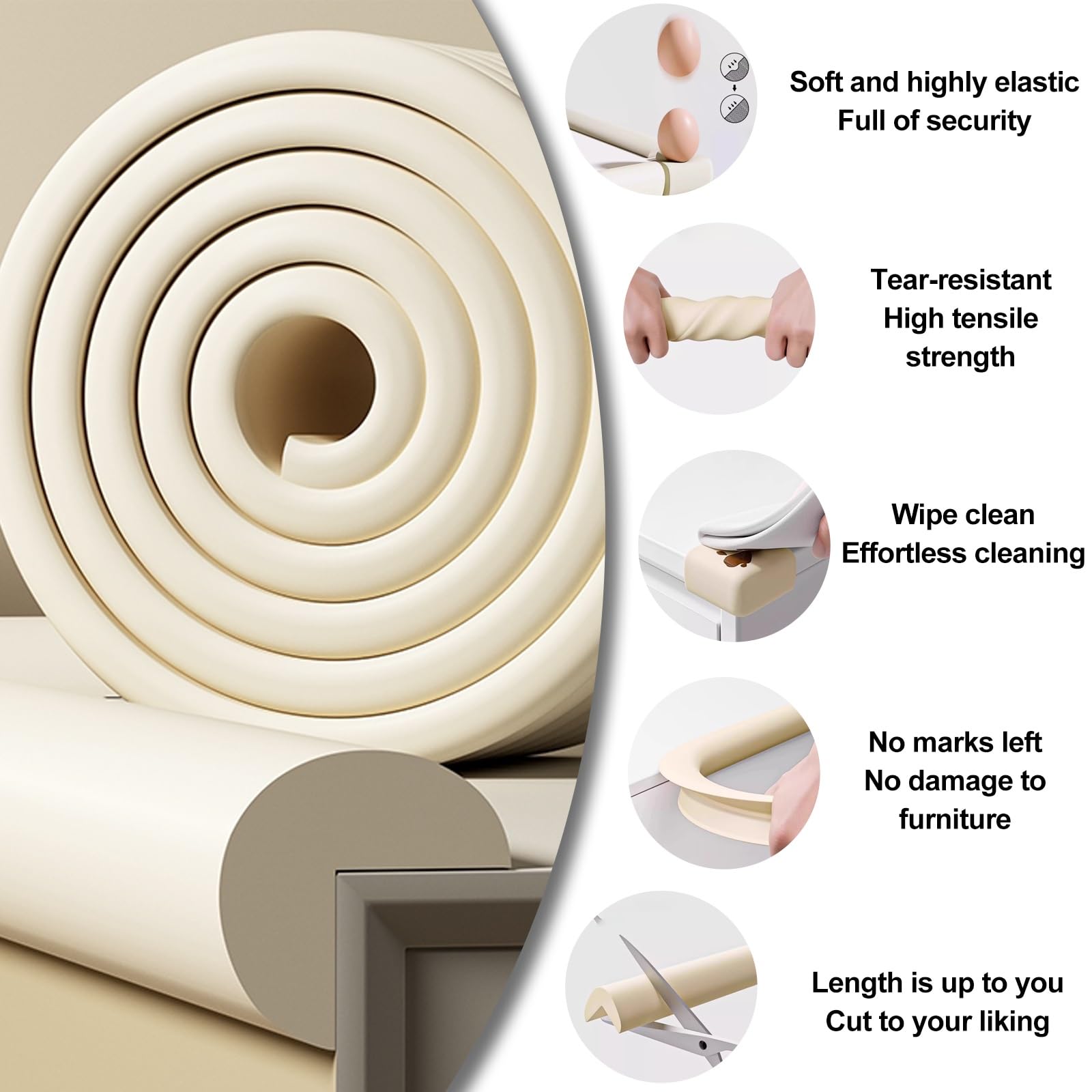 Protectores de esquina de espuma para muebles, tiras anticolisión suaves en forma de L/U con adhesivo fuerte para armarios, mesas y esquinas de pared