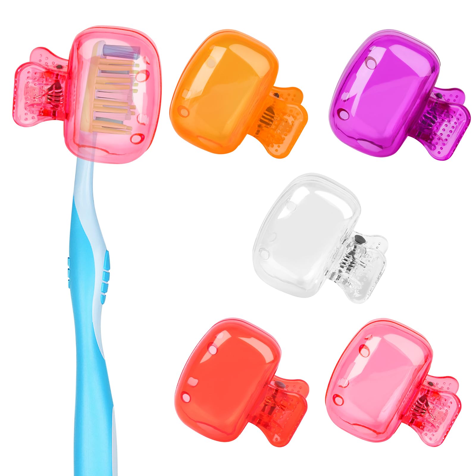 Paquete de 5 fundas de cabeza de cepillo de dientes de viaje, protector de cepillo de dientes, funda protectora de plástico para viajes domésticos, camping, baño, escuela, negocios