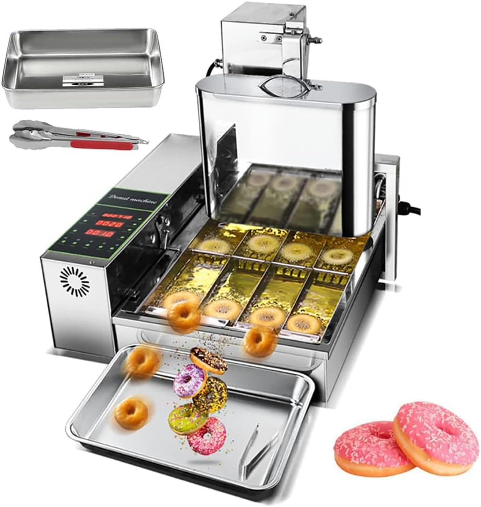 asdchZen Commercial Donut Maker Automatic 4 Rows Doughnut Fryer With 5.5L Hopper, Adjustable Thickness, Intelligent Control Panel - 1750Pcs/H