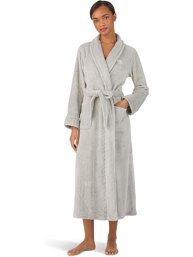 Gray Lauren Ralph Lauren Long Sleeve Shawl Collar Long So Soft Robe