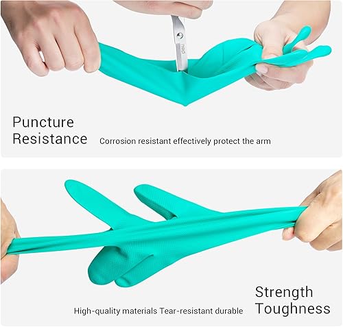 Miniatura 5 de ThxToms 5 pares de guantes de nitrilo resistentes a productos químicos, 15 mil, 13 pulgadas, guantes reutilizables de látex sin goma, resistentes,