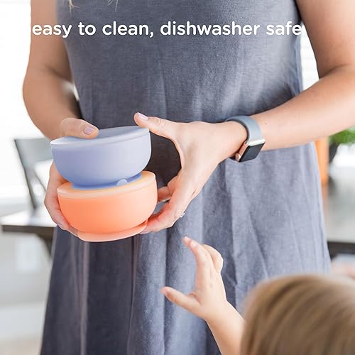 Miniatura 6 de Olababy Tazón de succión 100% de silicona con tapa para alimentación independiente  Esencial de autoalimentación de primera etapa para niños