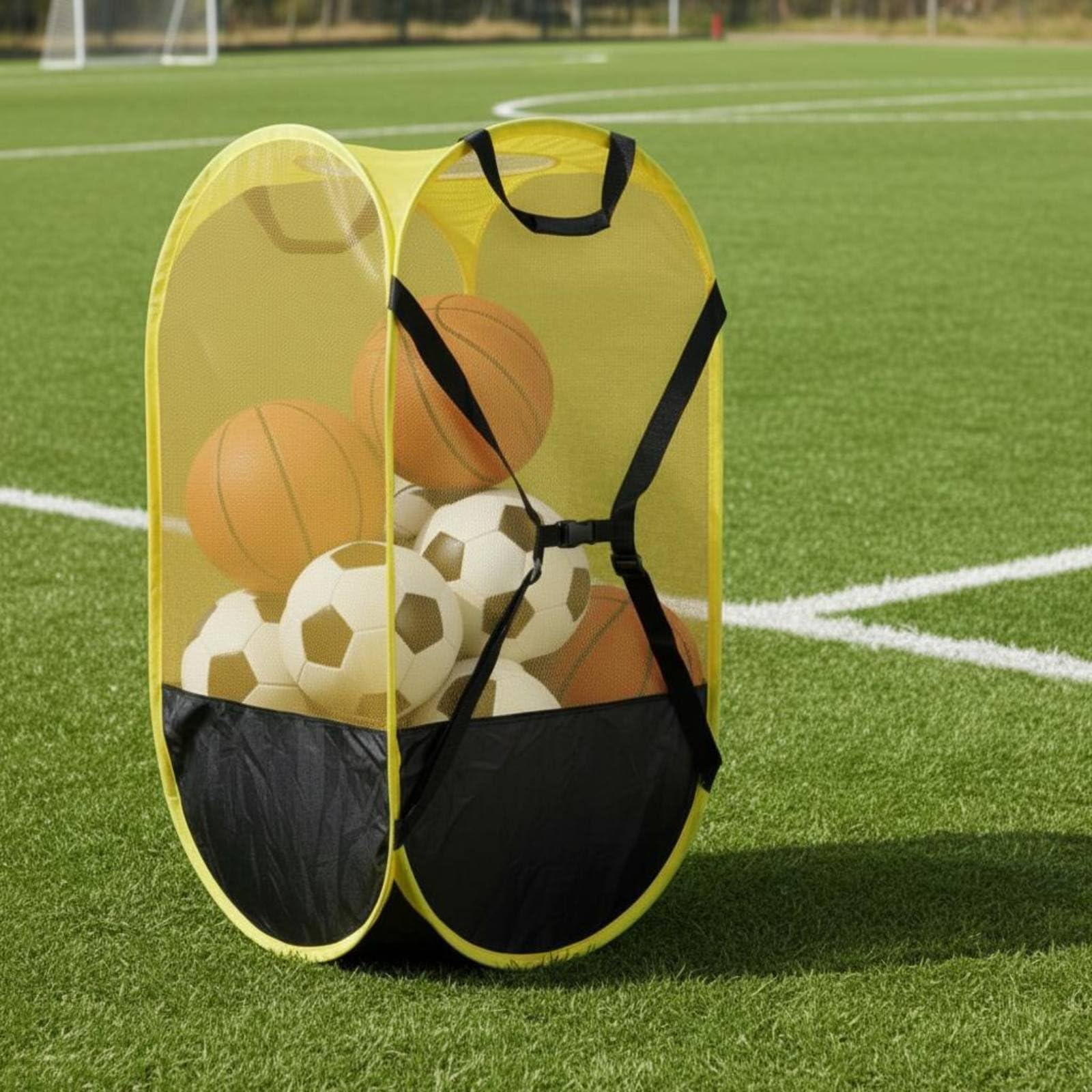 Zaino Portapalloni a Ampia Rete Capacità Borsa Portapalloni Pieghevole Multiuso Attrezzatura Sportiva per Squadre Sportive, Campo Sportivo, Palestra