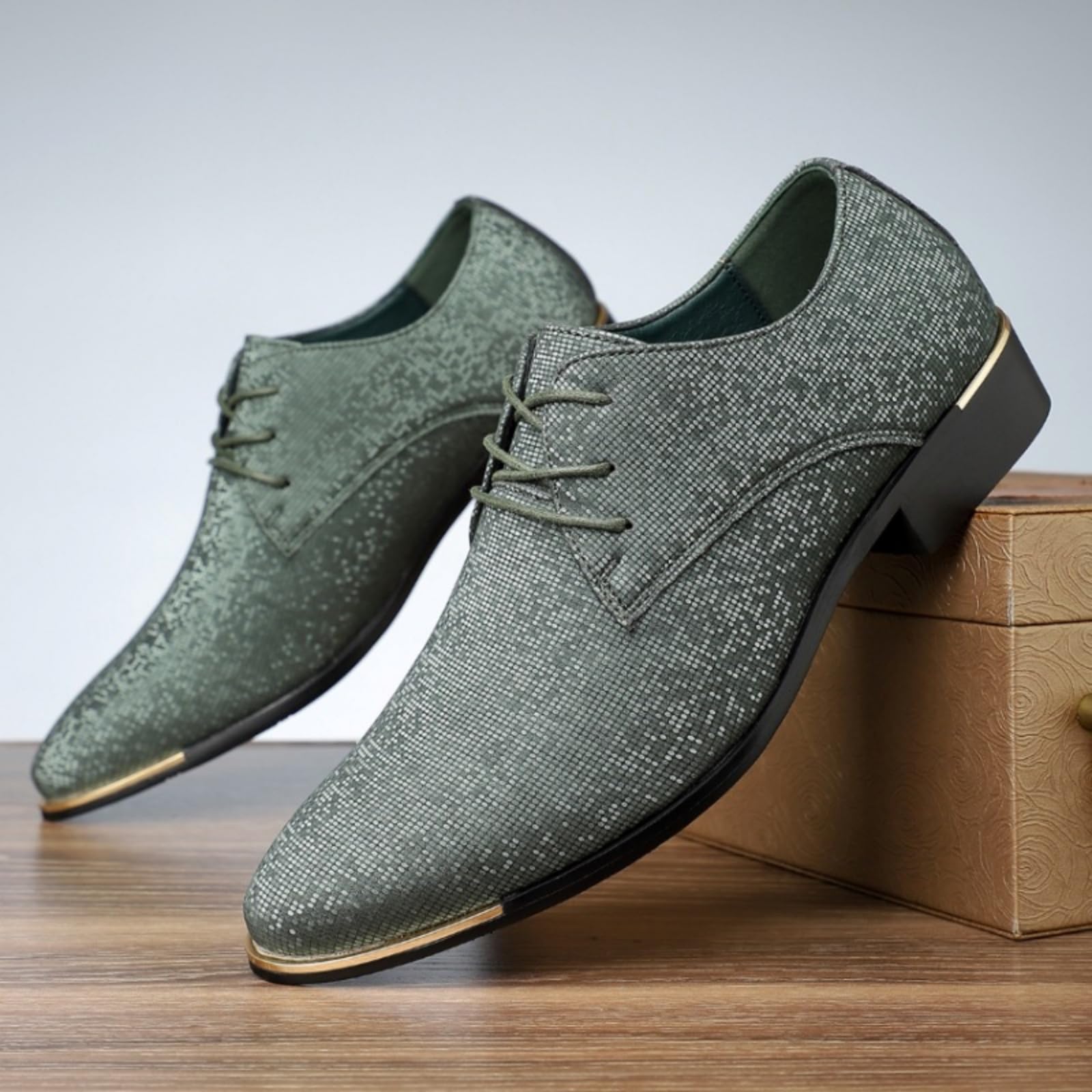 Hixingo Scarpe Stringate Uomo in Pelle | Scarpe Eleganti da Abito comoda Design classico ideale per ufficio, lavoro, matrimoni, cerimonie ed eventi formali
