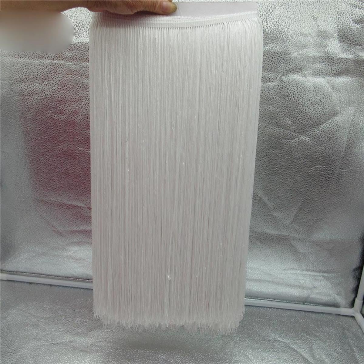 Ruban de dentelle à franges - 5 m x 100 cm - Blanc - Pour couture de robe latine - Accessoires de bricolage - Gris