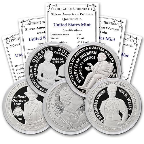 2025 S Juego de (5) monedas de plata a prueba de plata de edición limitada para mujeres americanas (en cápsula) con certificado de autenticidad 25