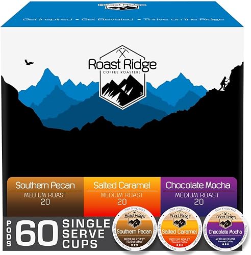 K-Cup Coffee Pods, Medium Roast, Flavored Variety Pack 60 Count | Variety Pack Includes 20 Southern Pecan, 20 Salted Caramel, 20 Chocolate Mocha, Vegan, Allergen Free, Non-GMO, Kosher