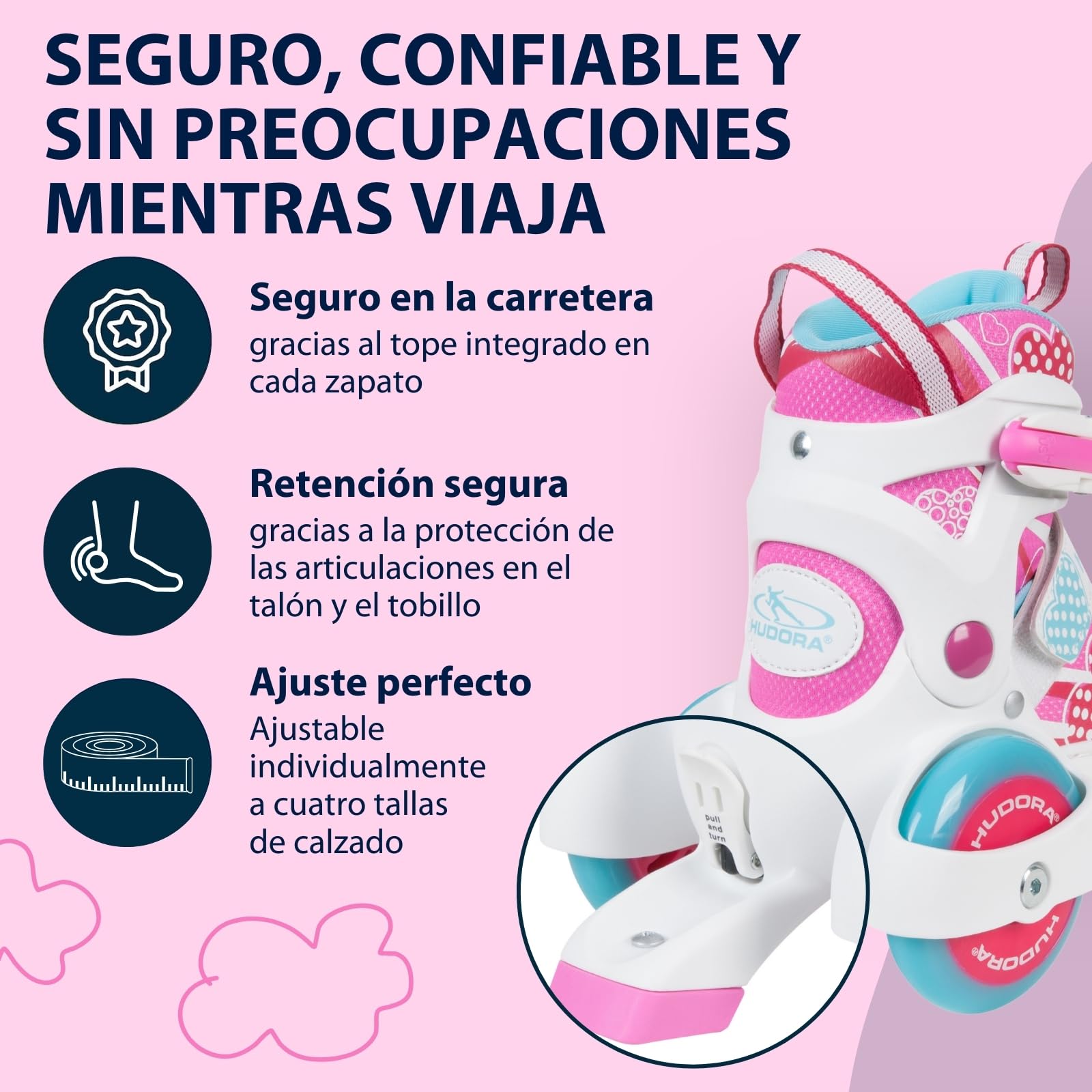 HUDORA Roller Skates My First Quad Patines para niños Ajustables hasta 20 kg Ruedas Grandes