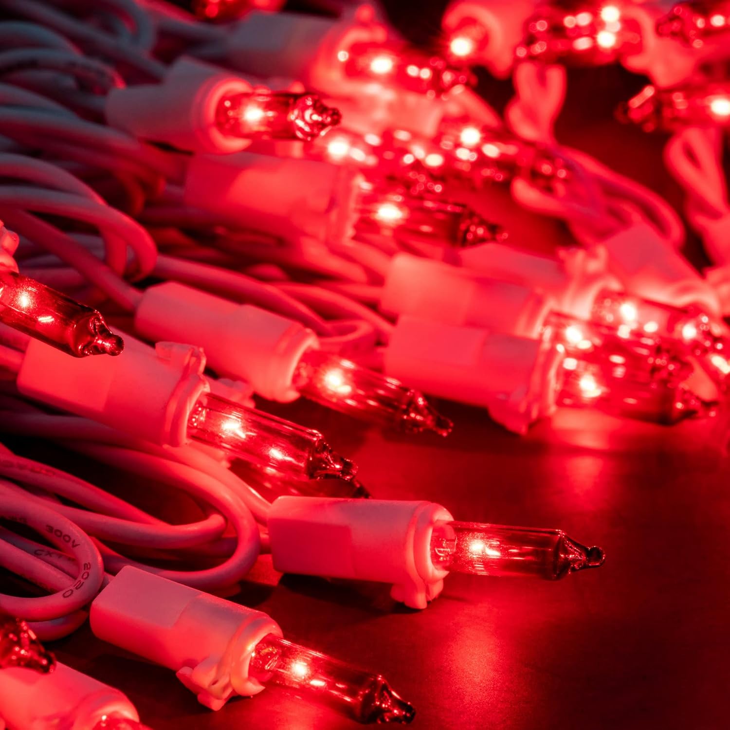 200 Count Red Christmas Lights, Pack of 2 Strands 100 Count 33 ft White Wire UL Listed Holiday String Light (Red) - Image 4