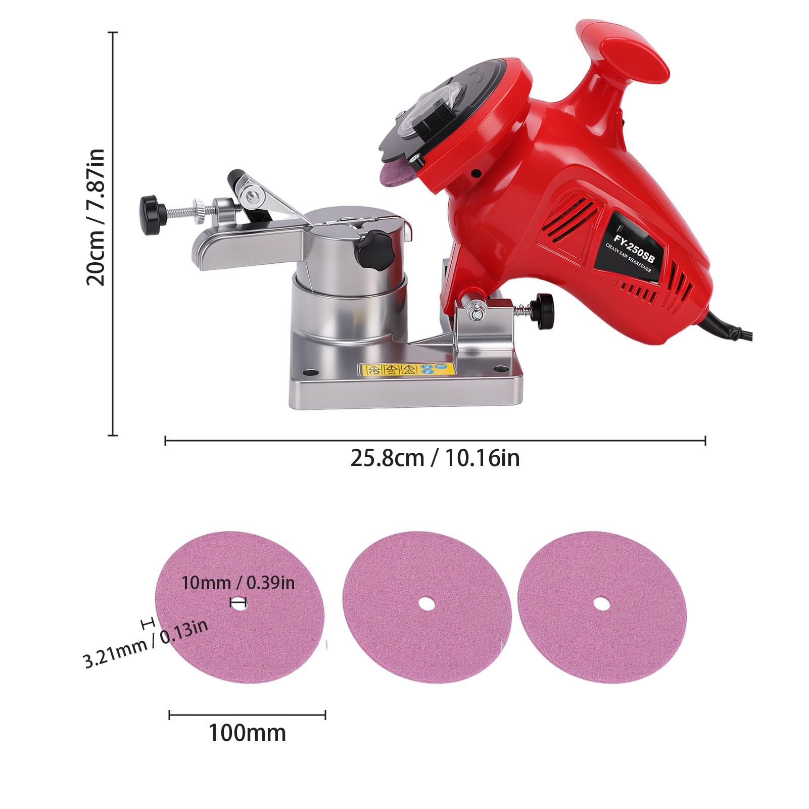 Afilador de Motosierra Eléctrico de ángulo Ajustable de 250 W para un Afilado Seguro y Eficiente de Cadenas de 1/4 a 3/8 Pulgadas con Portátil Rojo (Enchufe de la UE)