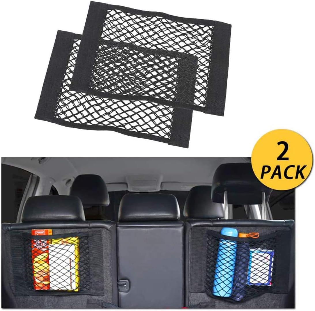 MAKINGTEC Storage Net for Bottles Groceries,Storage Organizers for Car Truck Trunk Multifunctional Mesh Car Boot Tidy Organiser Cargo Net Storage for Vehicle,Campervan,SUV (2 Pcak)