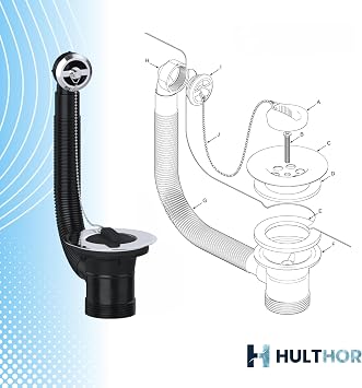 Kitchen Sink Waste Kit Plug & Chain with Overflow 40mm 1.5 Inch - Hulthor