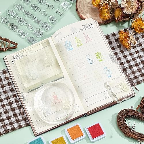 Vista 21 de GLOBLELAND Sellos transparentes con fondo de cuervo de tarot, sello decorativo de silicona transparente para hacer tarjetas, decoración y álbumes