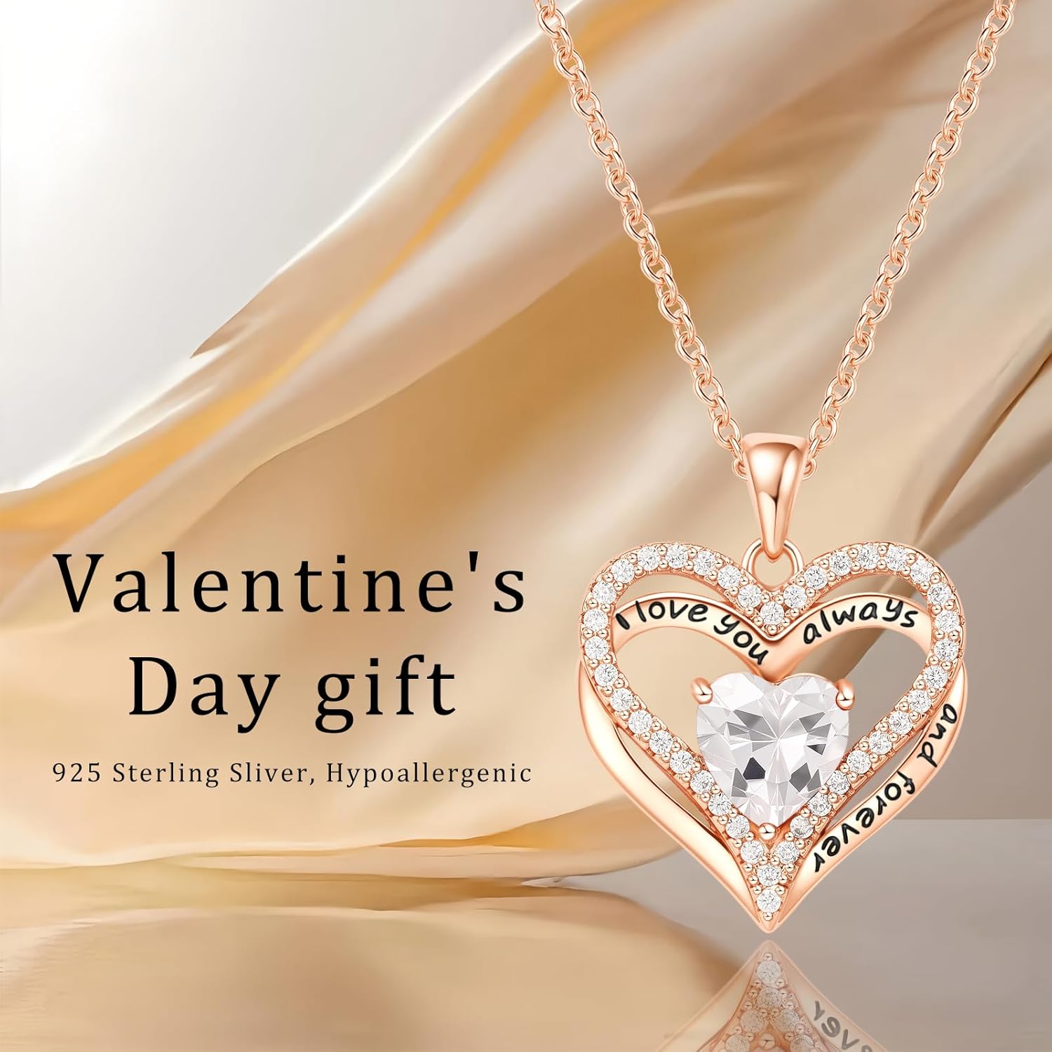 Preserved Red Rose Gift Box with Heart Necklace Eternal Real Rose Dainty Love Pendant Romantic Gift for Women on Anniversary, Birthday, Valentine’s Day - Image 3