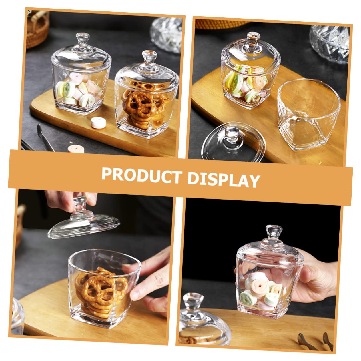 MAGICLULU Bonbongläser Befüllende Deckel 2 aus 260ml mit Luftdichte Glas Stück zu Transparente Aufbewahrung Aufbewahrungsbox Einfach Snack Süßigkeiten für Haushalt und Servieren