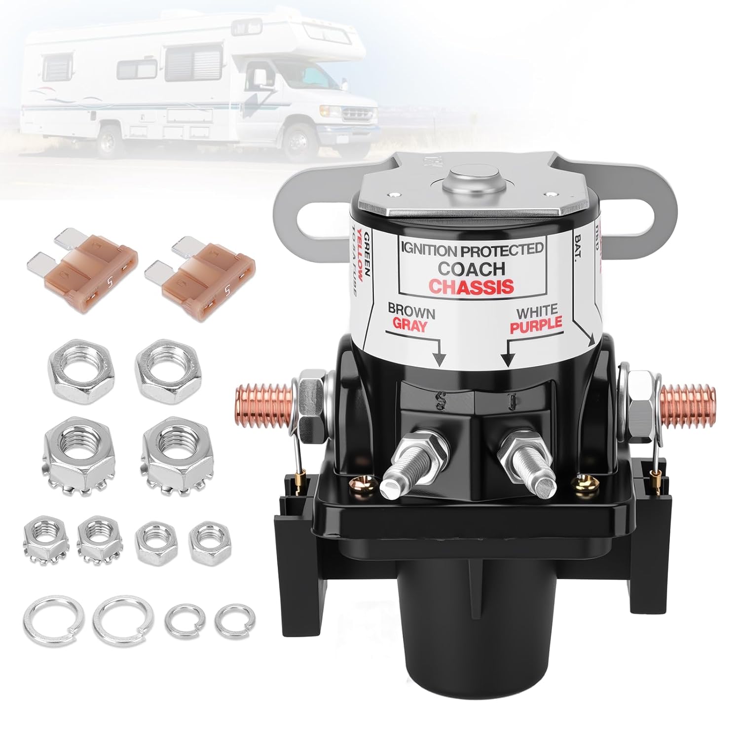 Upgrade 0100055000 Battery Disconnect Relay Compatible with Intellitec 01-00055-000 RV Battery Disconnect Relay Switch, 12V Latching Solenoid for RV & Automotive Applications