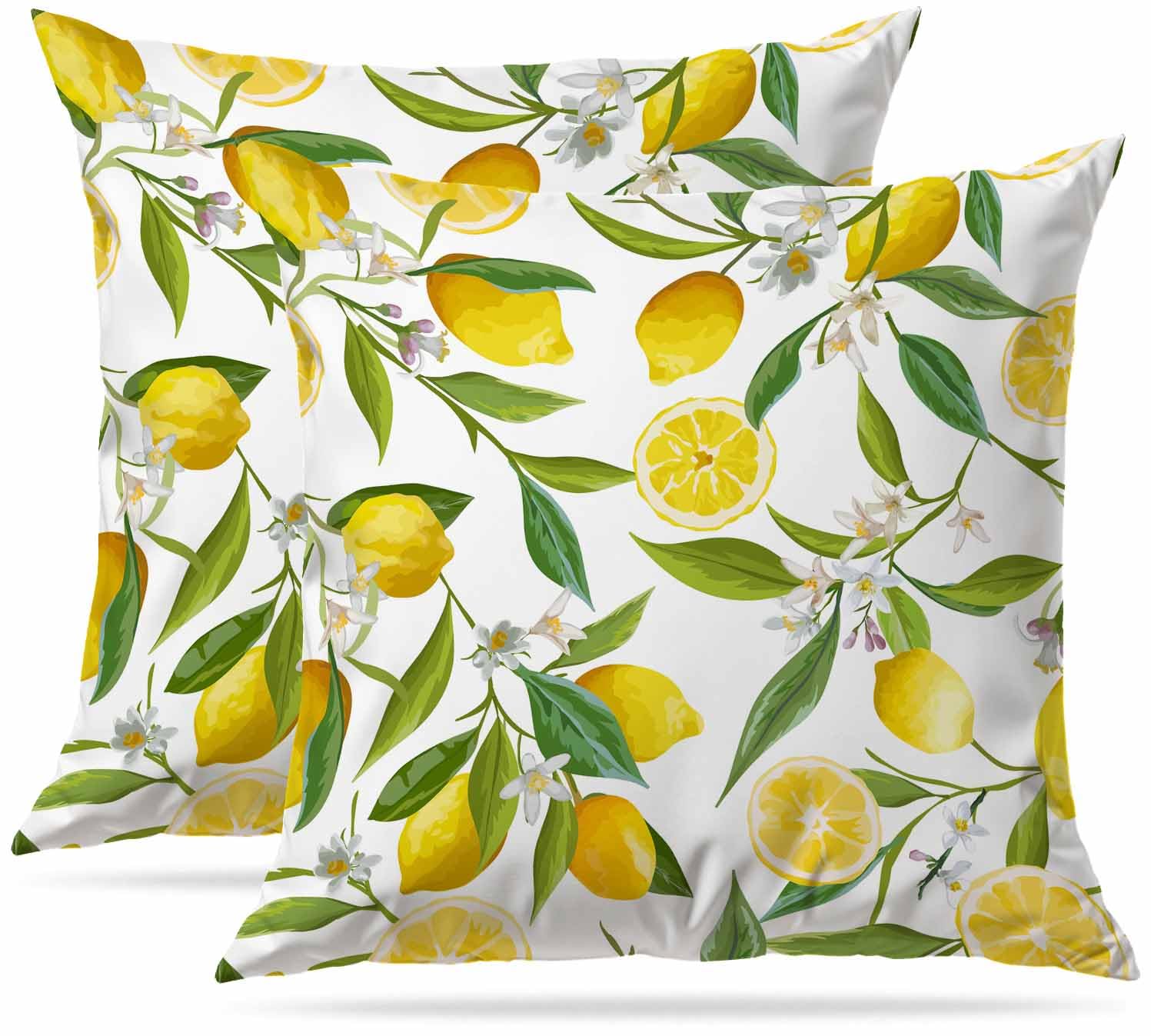 Zovinex Cushion Covers Set of 2 Pack 45 x 45 cm Soft Short Plush Lemon Decorative Throw Pillow Cases Cute Pillow Cover for Sofa Bed Garden Outdoor Decor with Invisible Zipper Pillow Covers โ image 1