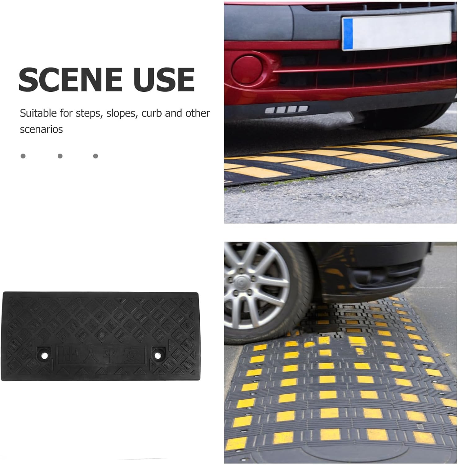 Operitacx Threshold Ramp Pad for Home and Sweeping Robot, 4.5cm High Black Rubber Non-Slip Wheelchair Transitioning Ramp for Doorways and Curbs
