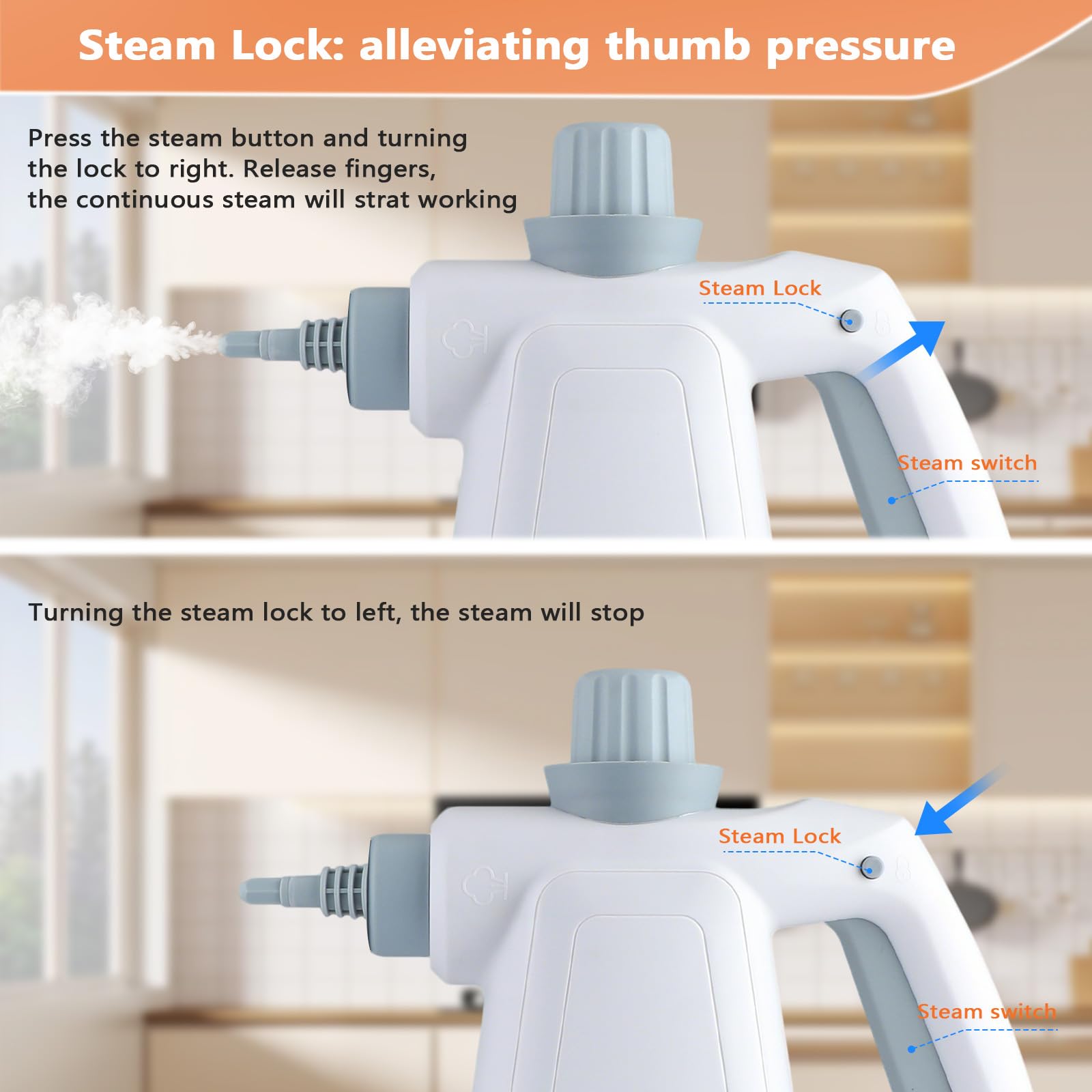 Pressurized Steam Cleaner, Handheld Multi-Surface Steamer with 11 Accessories & Steam Lock, 350ml Tank for Home, Car, Kitchen, Bathroom, Windows – Chemical-Free Deep Cleaning