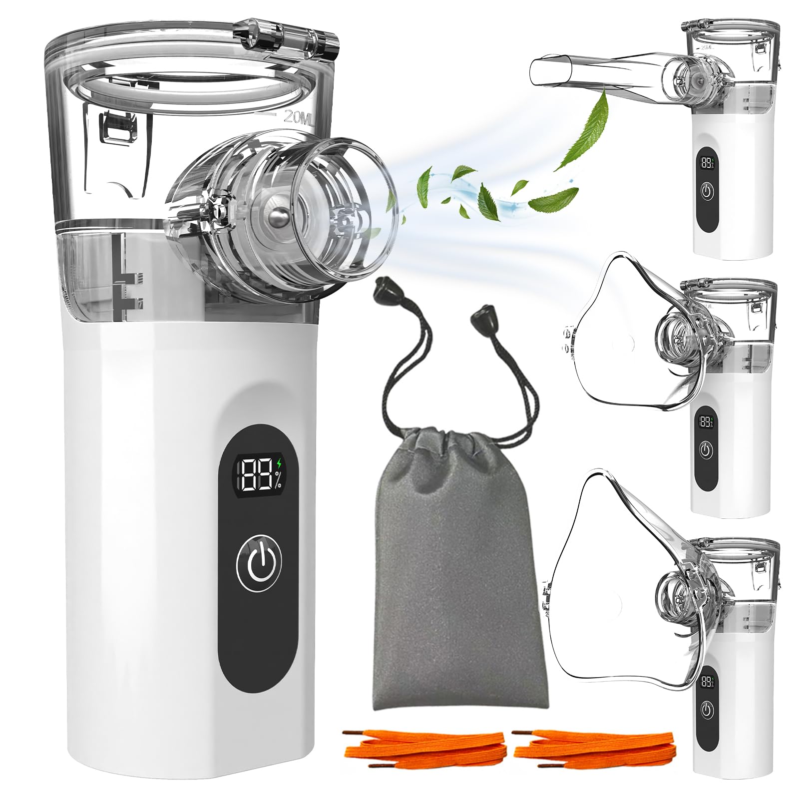 Nebulisateur pour Adultes, Inhalateur Electrique Portable, Nébuliseur Aérosol Bebe, Inhalateur Silencieux avec 2 Masques et 1 Embout