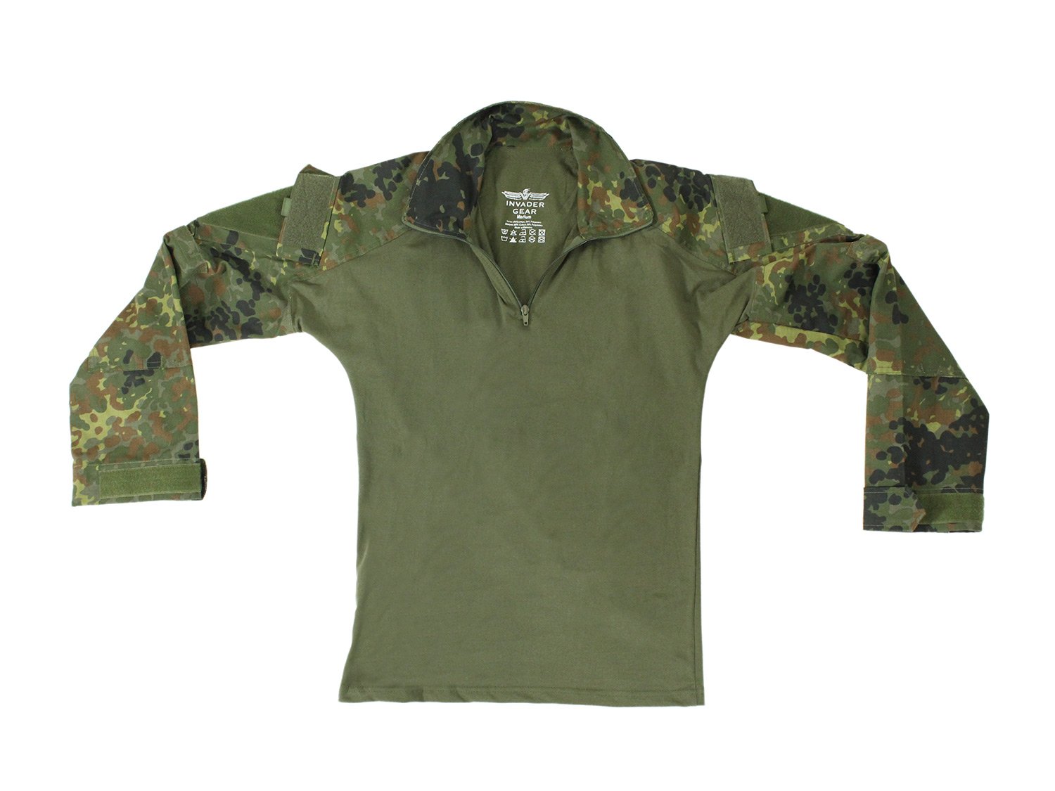 Invader Gear Combat Shirt, mit Oberarmtaschen, hoher Tragecomfort - Flecktarn, Größe:M