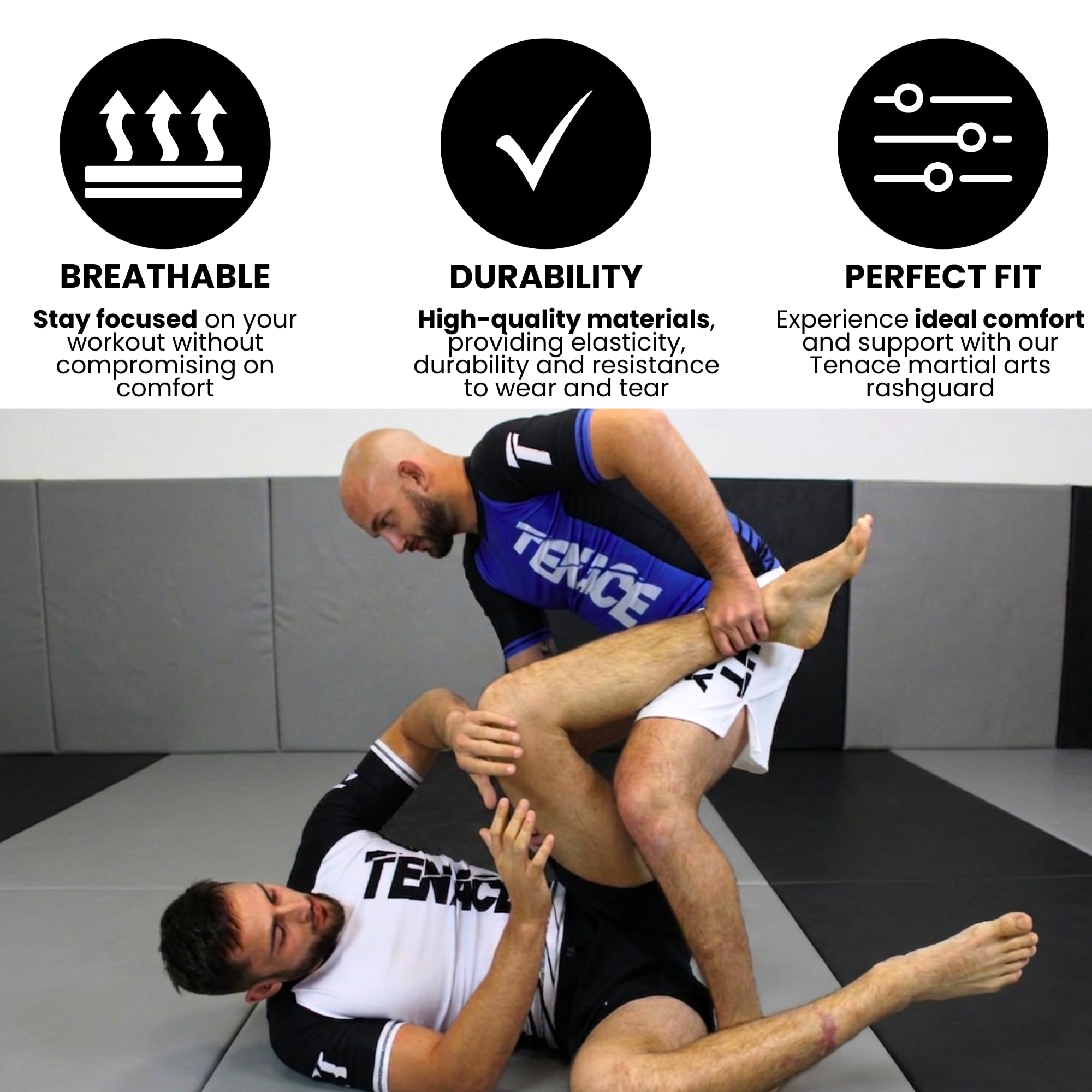 Tenace Camiseta Compresión Diseño Jiu Jitsu Competición - Rashguard para Entrenamiento MMA, BJJ, Grappling