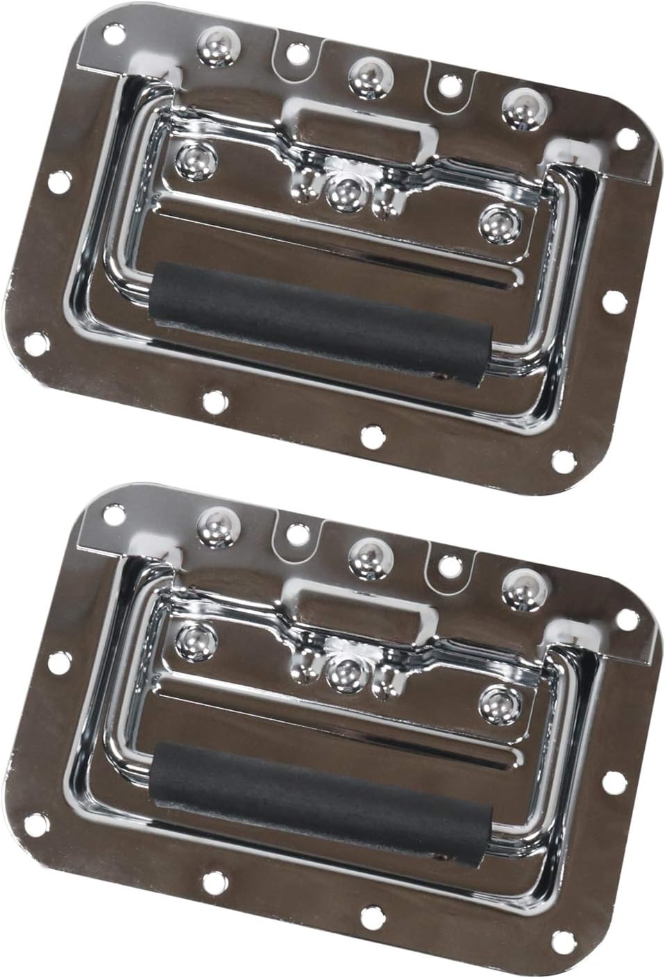 HMF 14992-09 Set of 2 Folding Handles - Recessed Tray - Spring - 16 x 10.7 cm - Silver