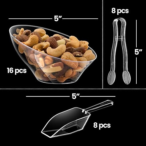 Miniatura 2 de Tazones de postre de plástico transparente de 6 onzas (16 piezas) con (8) cucharadas y (8) pinzas, vasos de barra de helado desechables duros en