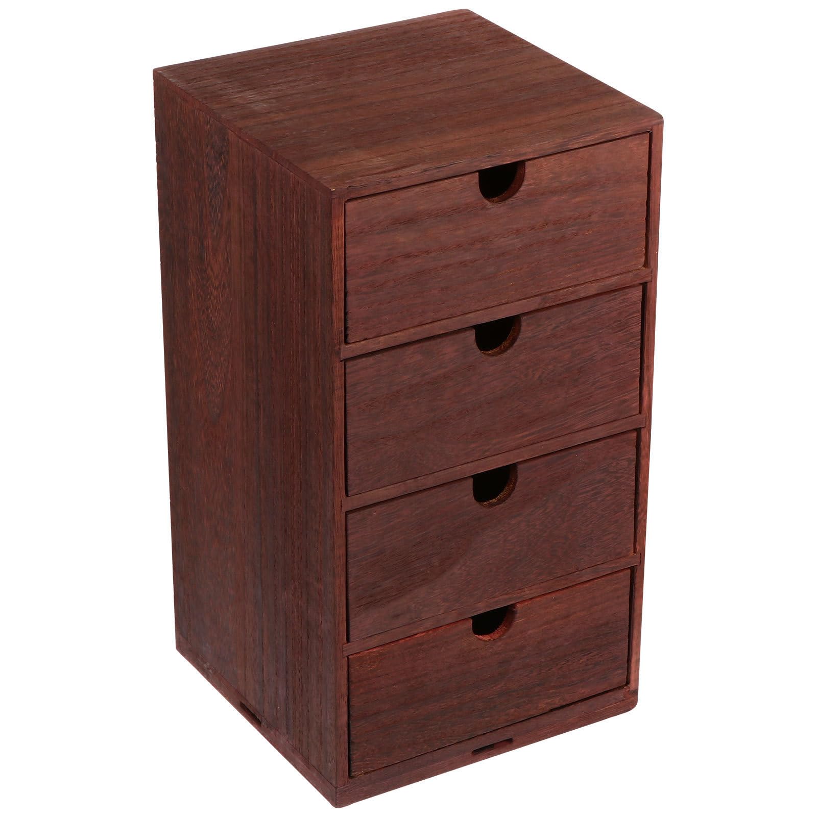 Madera Caja de Almacenamiento de Cuatro Capas Vintage para Escritorio