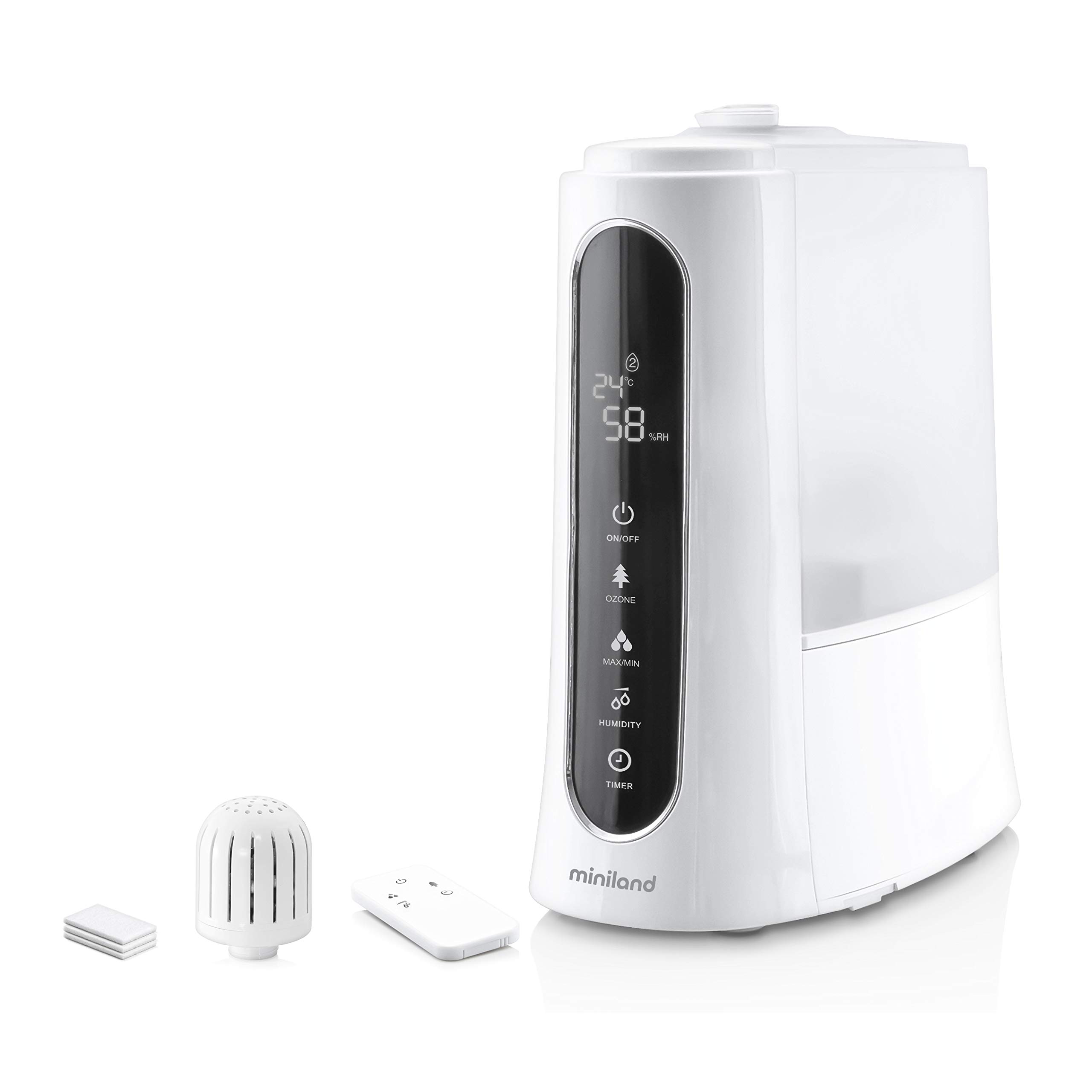 Miniland Humitouch Pure - Humidificador Ultrasónico Programable, com Ozonizador y Aromaterapia, más de 50 Horas de Autonomía, Capacidad 5L