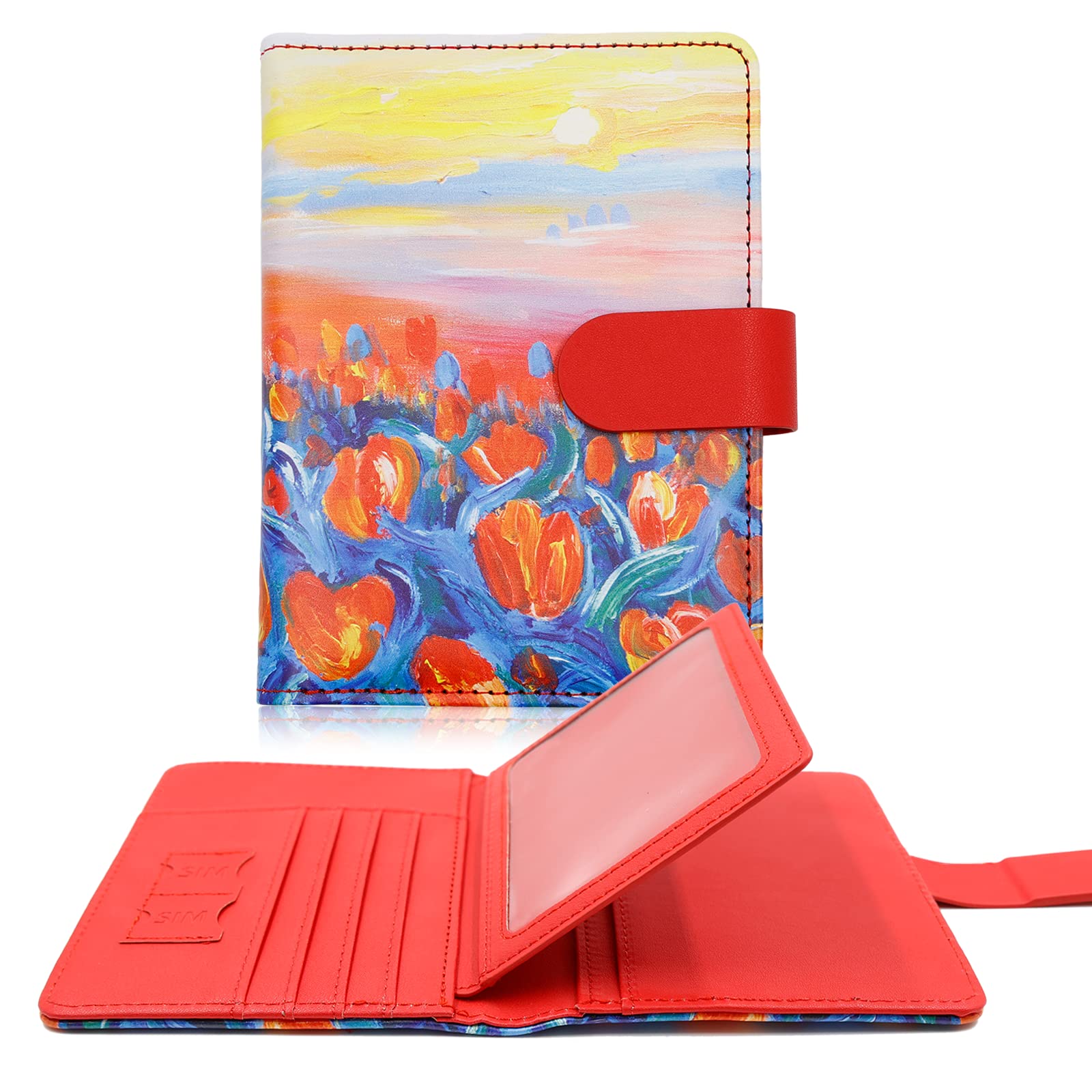 Melsbrinna RFID Passport Holder for Travel, Unisex Adults, Red, PU Leather, RFID Blocking, Passport Cover