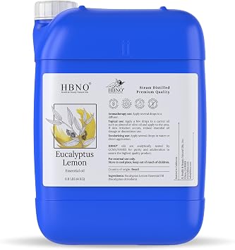 HBNO Lemon Eucalyptus Essential Oil - 8.8 lbs 4kg - Ideal for Diffusers, Cleaning Agents, Deodorizers, and Flavoring Agents.