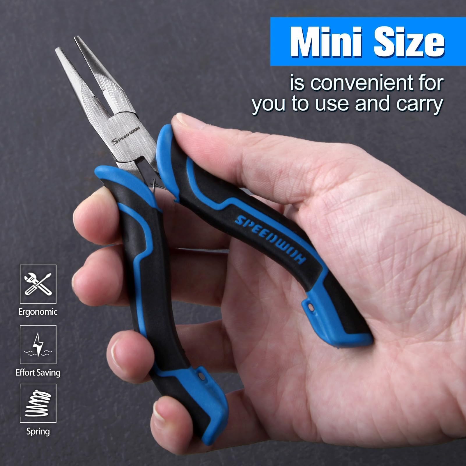 SPEEDWOX 5-Inch Mini Chain Nose Pliers for Jewelry Making Long Nose Pliers with Teeth Small Jewelry Plier with Cutter Serrated Jaws Needle-Nose Plier for Bending Wire Handcraft Work in Tight Areas - Image 3