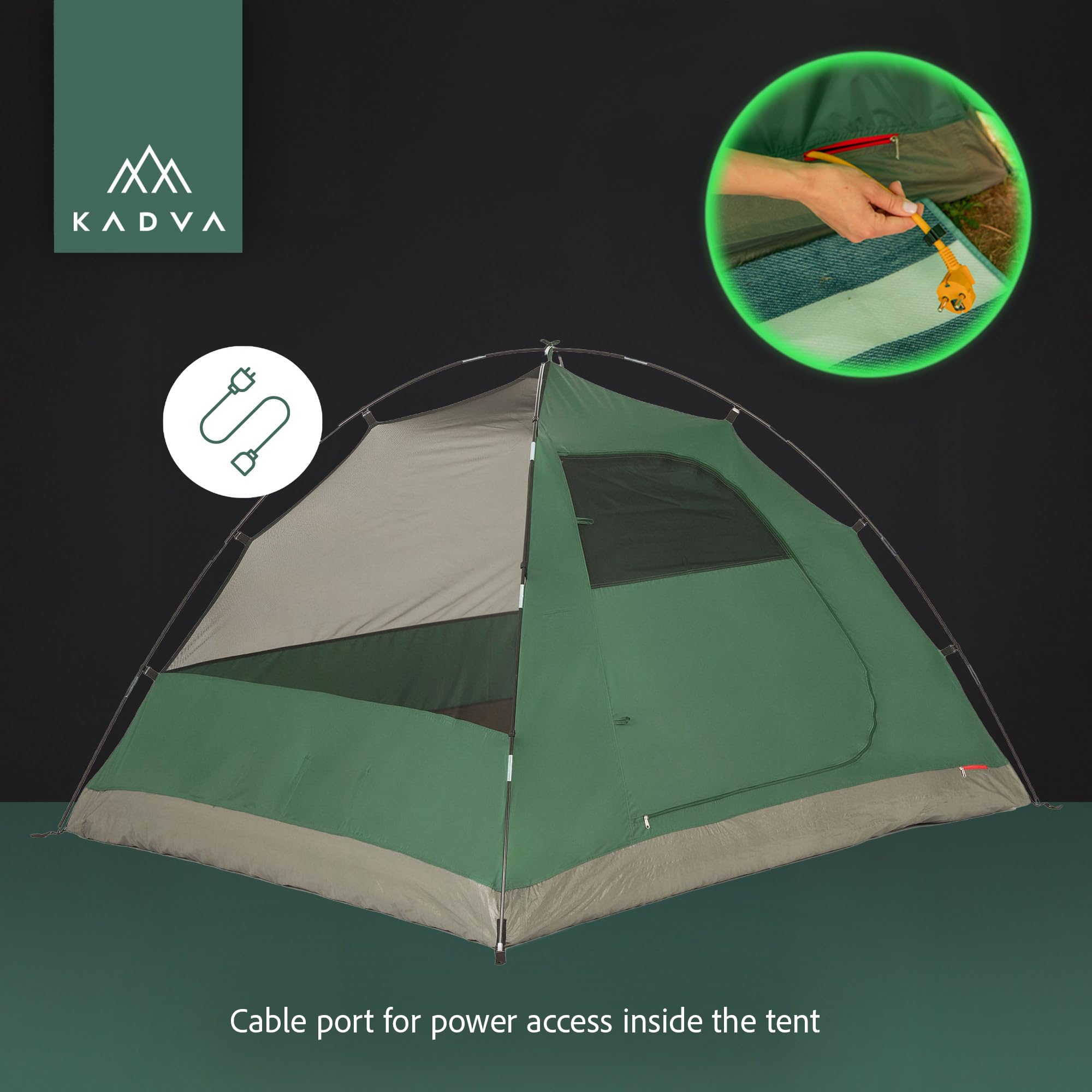 KADVA Namiot Kavio 3 | namiot 3-osobowy | wodoszczelny 3000 mm | z moskitierą i apsydą | szybki montaż | rama wewnętrzna | lekki (4,5 kg) kompaktowy (55 x 22 cm) | idealny na kemping i do namiotów | Wodoodporny, poliester, ochrona przed owadami wejście do