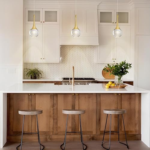 Miniatura 2 de CHYING Lámpara colgante de cristal de lágrima de 1 luz, mini luz LED colgante de techo, globo medusa, iluminación colgante para cocina, isla, baño,