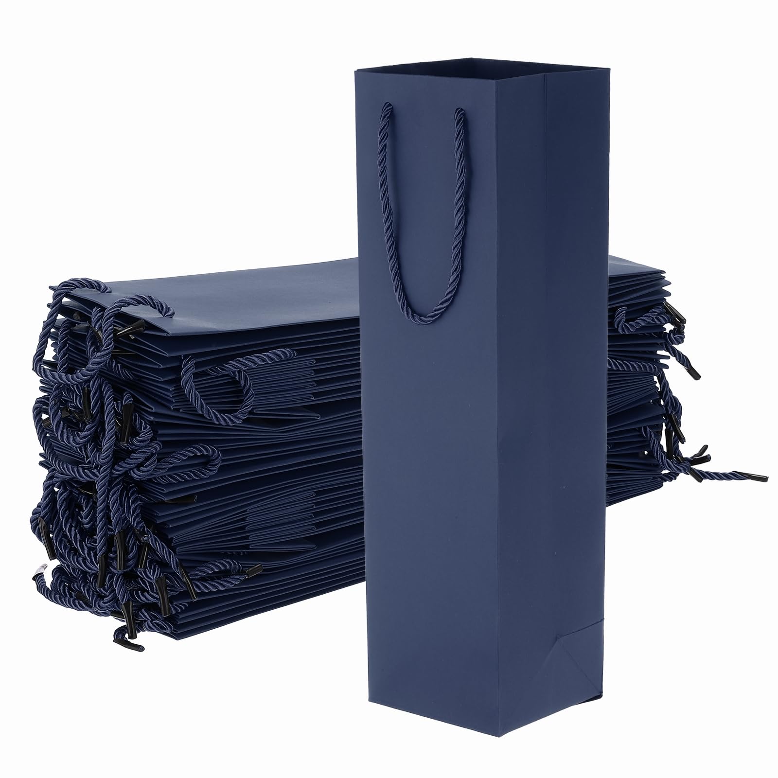 PATIKIL 24 Stück Wein Geschenktüten 3.7 x 3.5 x 14 Zoll Papier Marineblau | Weinflaschen Geschenktüten Wein Tüten Großhandel, Mit Griffen, Für Geschenk Hochzeit Geburtstag Jubiläum Party